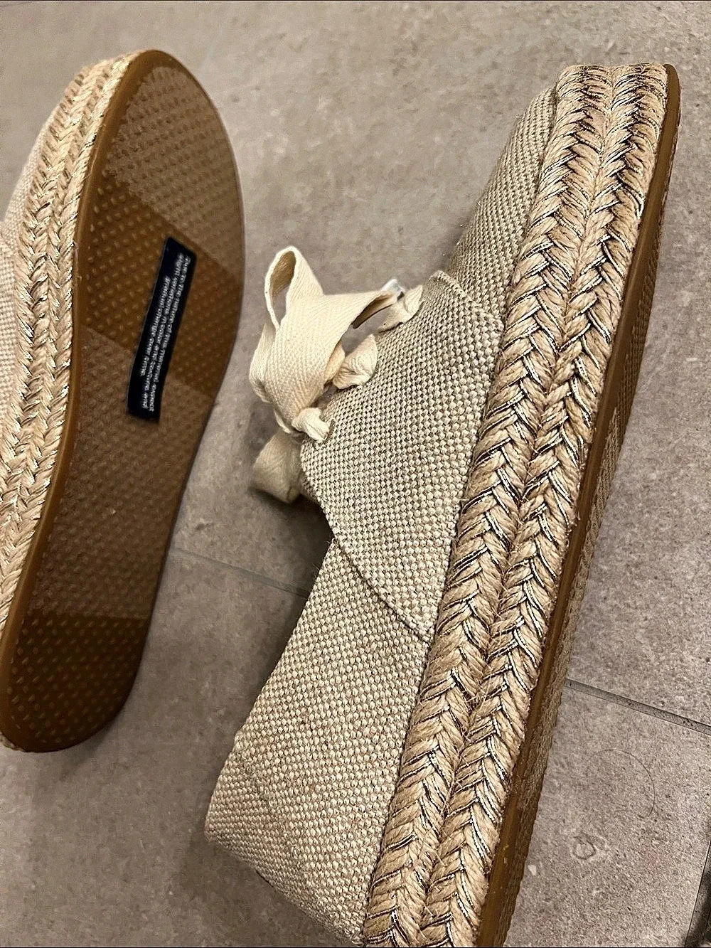 TOMS Women's Espadrille Sneakers Beige US 7